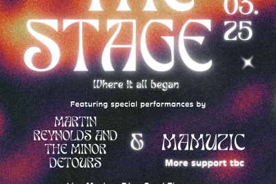 dark poster background, details about The Stage